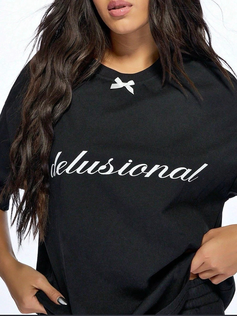 Missguided Delusional Graphic T-Shirt Black Short Sleeve Tee